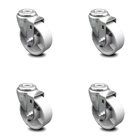 Service Caster 4 Inch Semi Steel Wheel Swivel Bolt Hole Caster Set SCC-BH20S414-SSS-4